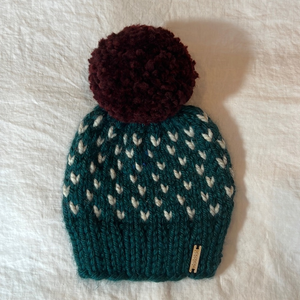 Nickichicki hand knit heart beanie